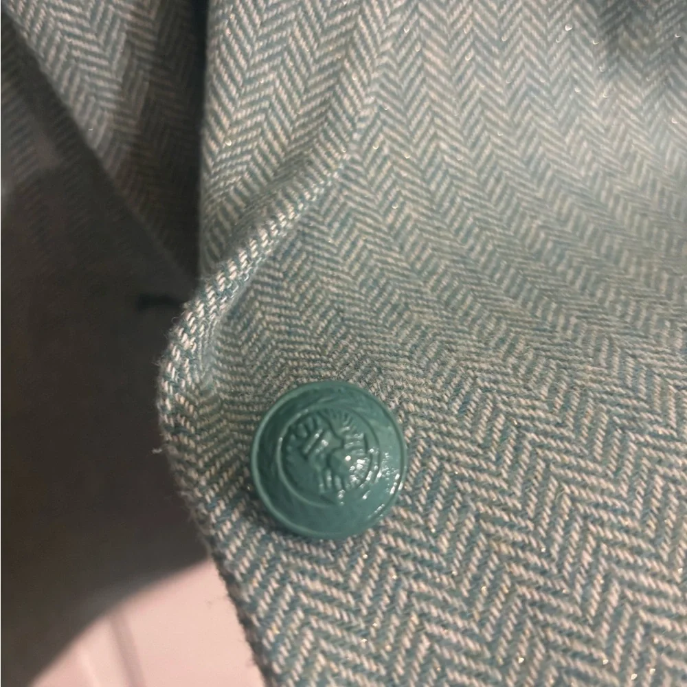 L'AGENCE Chamberlain Herringbone Mint Blue Green Blazer - Picture 14 of 15